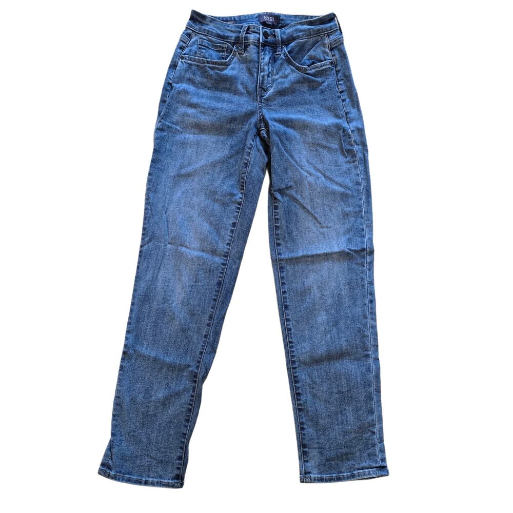 NYDJ Margot Girlfriend Jeans 00 Rockie Blue Cool Embrace Lift Tuck Stretch Denim